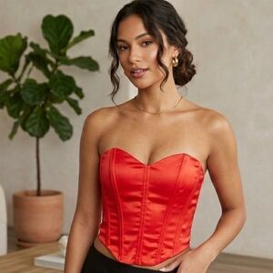 AKIRA Red Hot Satin Corset Top - Size XL